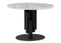 Стеклянный стол Калипсо 110х75 белый мрамор / черный