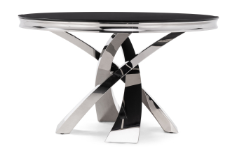 Стеклянный стол Агни 110(140)х68х76 мрамор белый / черный матовый