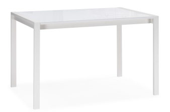 Стеклянный стол Линдисфарн 120(170)х80х75 белый кристалл / белый
