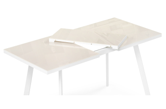 Стеклянный стол Вернер 115х75 белый мрамор / черный