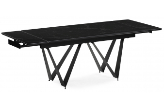 Стеклянный стол Марвин 160(220)х90х76 черный мрамор / черный