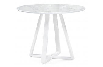 Стеклянный стол Норфолк 100х78 белый мрамор / белый