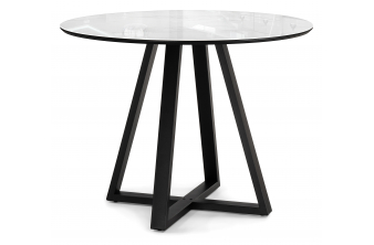 Стеклянный стол Норфолк 100х78 белый мрамор / черный