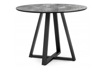 Стеклянный стол Норфолк 100х78 серый мрамор / черный