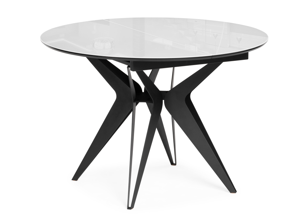 Стеклянный стол Рикла 110(150)х110х76 белый / черный