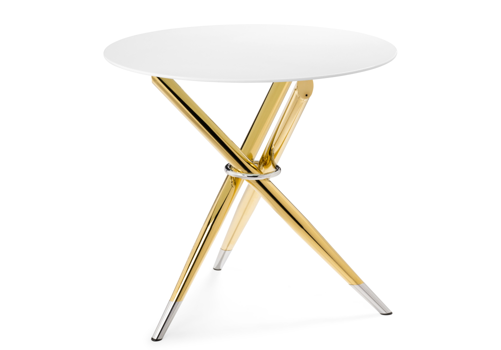 Стеклянный стол Rock 80х75 white / gold