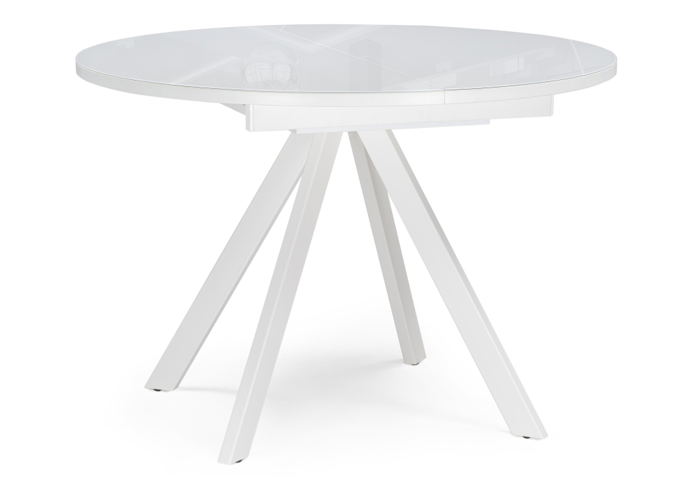 Стеклянный стол Трейси 100(140)х100х75 белый