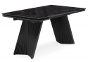 Стеклянный стол Вейв 140(200)х80 черный мрамор / черный