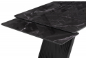 Стеклянный стол Вейв 140(200)х80 черный мрамор / черный