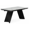 Стеклянный стол Вейв 140(200)х80 кристл белый мрамор / черный