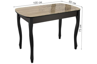 Стеклянный стол Монерон 200(260)х100х77 мейджик / орех кантри