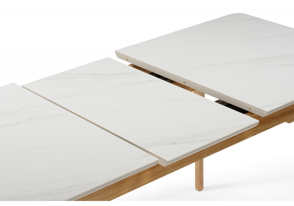 Стол Halmar 140(180)x80 белый спеченный камень / светлое дерево