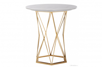 Деревянный стол Хьюго О 200 х 90 белая шагрень пленка / золотые ноги