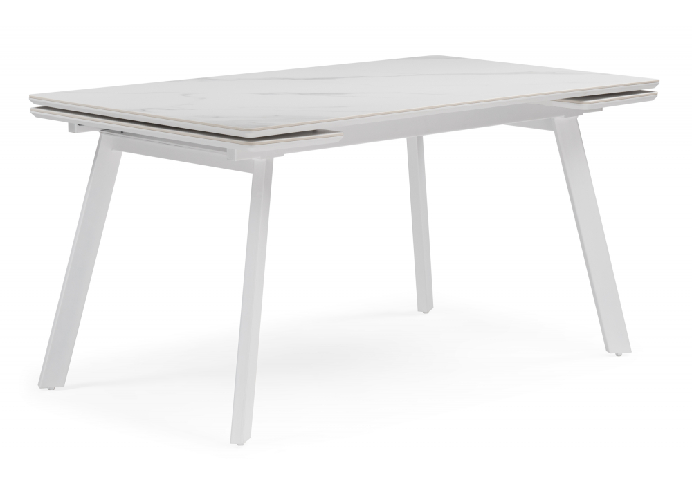 Стол МР Норман 140 (200) х 80 белый мрамор alpin white / snow white / белый