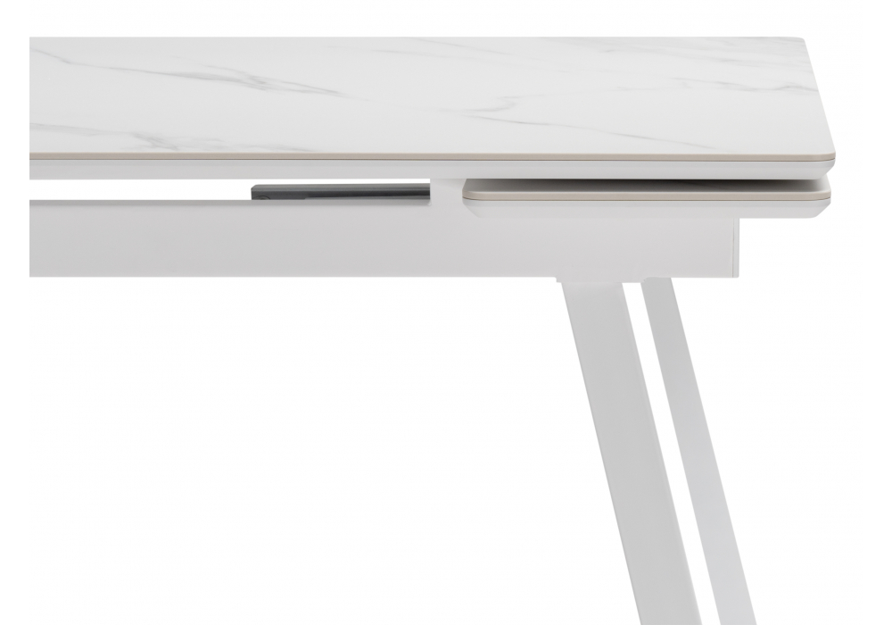 Стол МР Норман 140 (200) х 80 белый мрамор alpin white / snow white / белый
