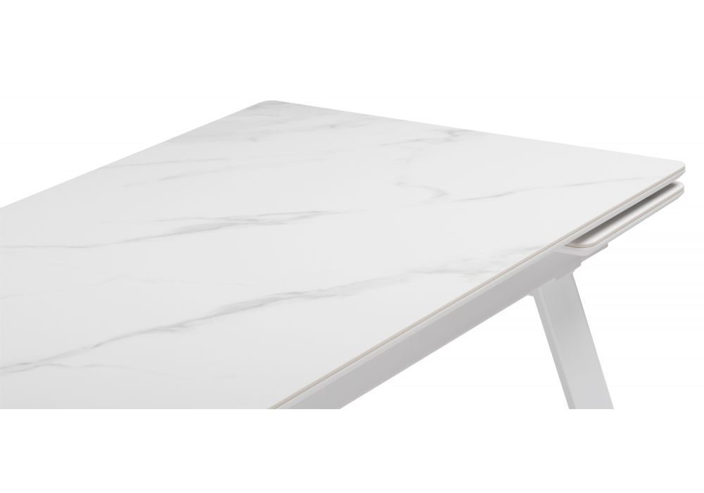 Стол МР Норман 140 (200) х 80 белый мрамор alpin white / snow white / белый