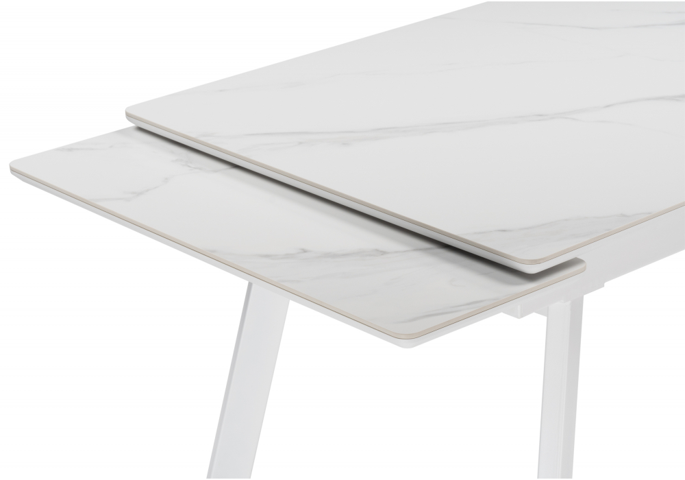 Стол МР Норман 140 (200) х 80 белый мрамор alpin white / snow white / белый