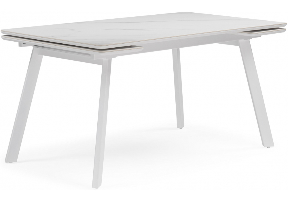 Керамический стол Норман 140 (200) х 80 белый мрамор alpin white / snow white / белый
