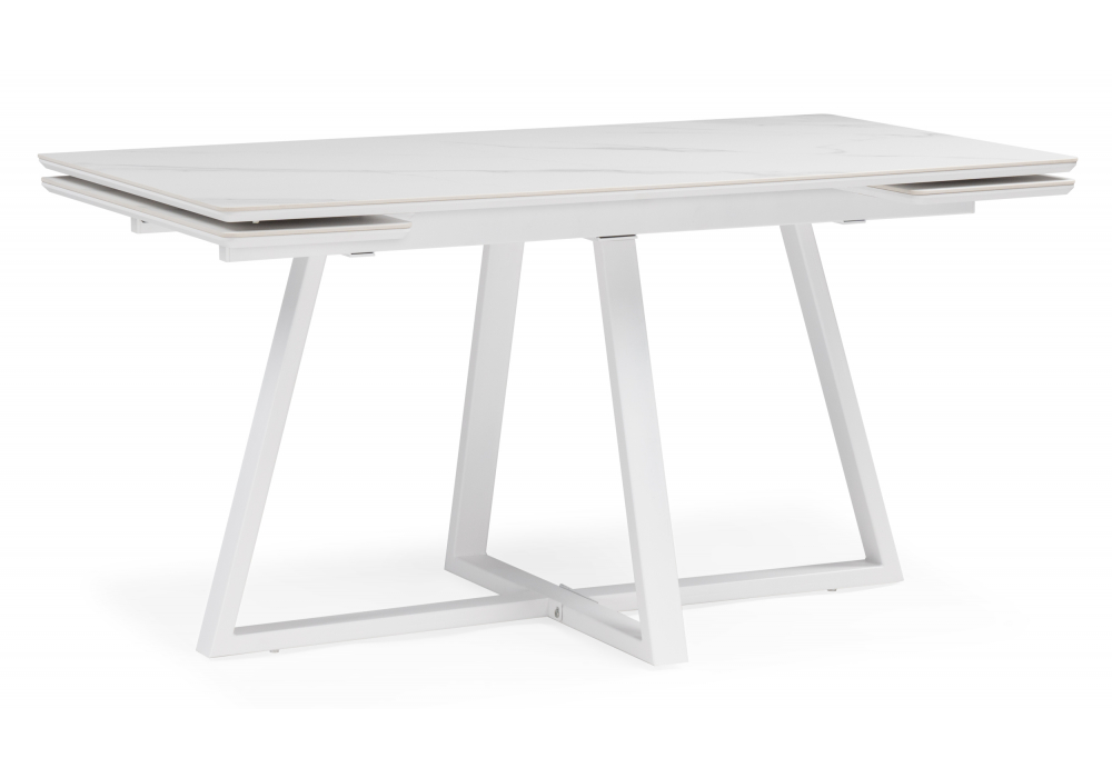 Стол МР Памелла 140 (200) х 80 белый мрамор alpin white / snow white / белый