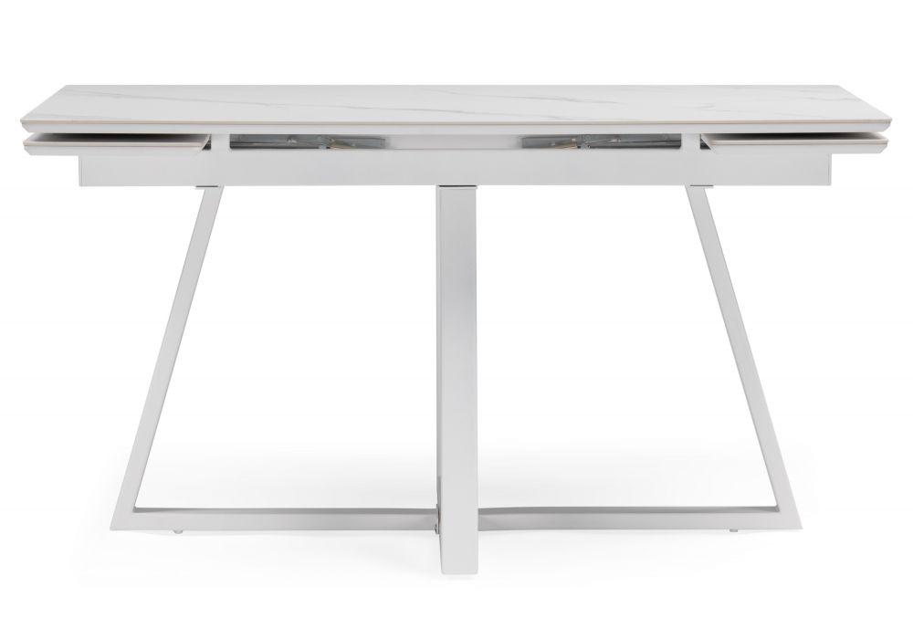 Стол МР Памелла 140 (200) х 80 белый мрамор alpin white / snow white / белый