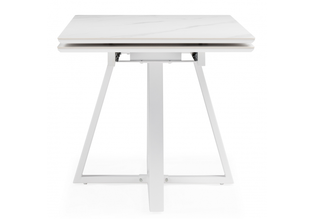 Стол МР Памелла 140 (200) х 80 белый мрамор alpin white / snow white / белый
