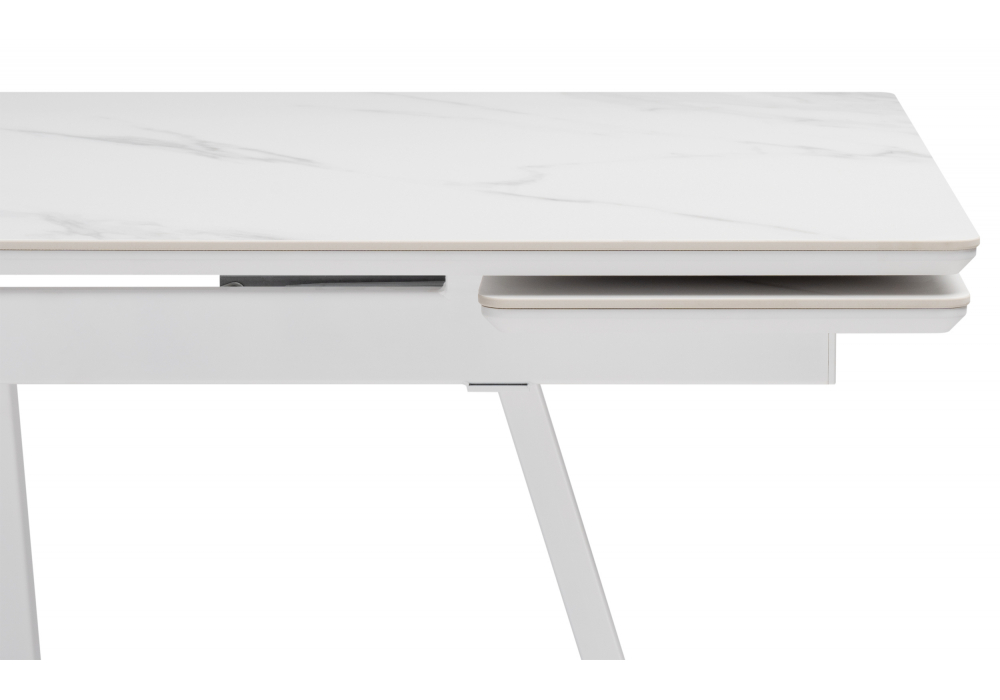 Стол МР Памелла 140 (200) х 80 белый мрамор alpin white / snow white / белый