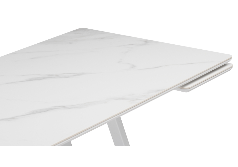Стол МР Памелла 140 (200) х 80 белый мрамор alpin white / snow white / белый