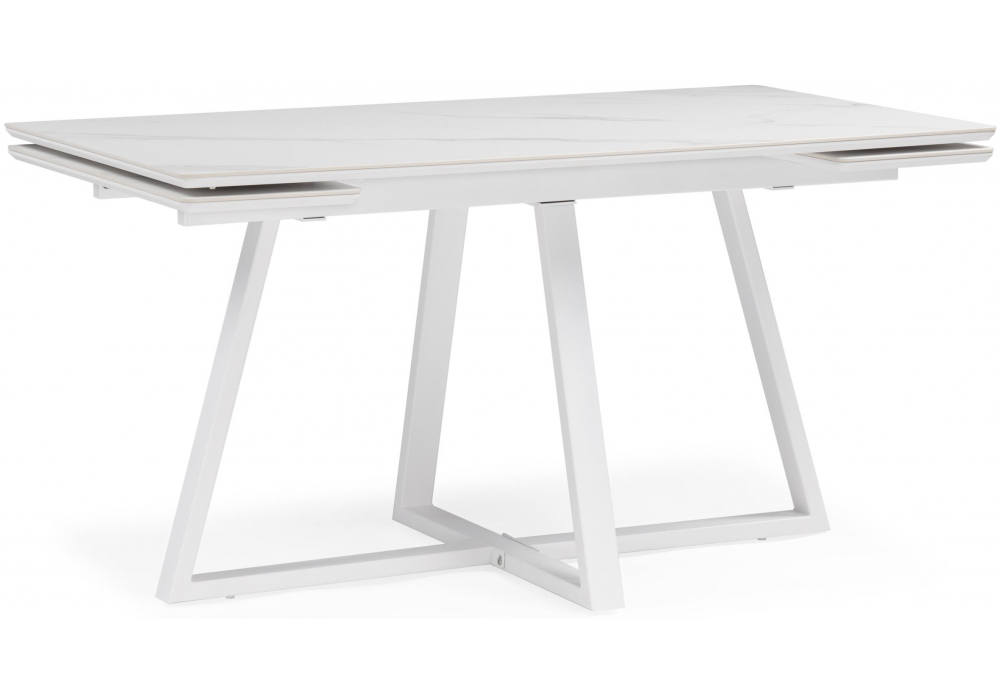 Керамический стол Памелла 140 (200) х 80 белый мрамор alpin white / snow white / белый