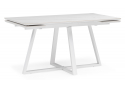 Стол МР Памелла 140 (200) х 80 белый мрамор alpin white / snow white / белый