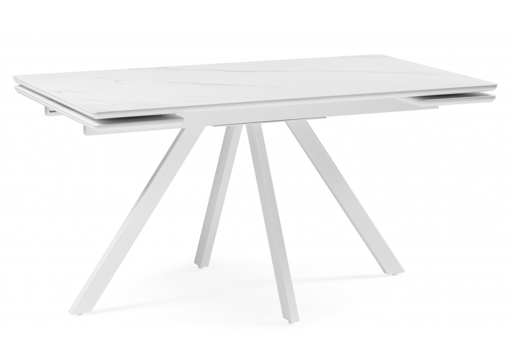 Стол МР Вилли 140 (200) х 80 белый мрамор alpin white / snow white / белый