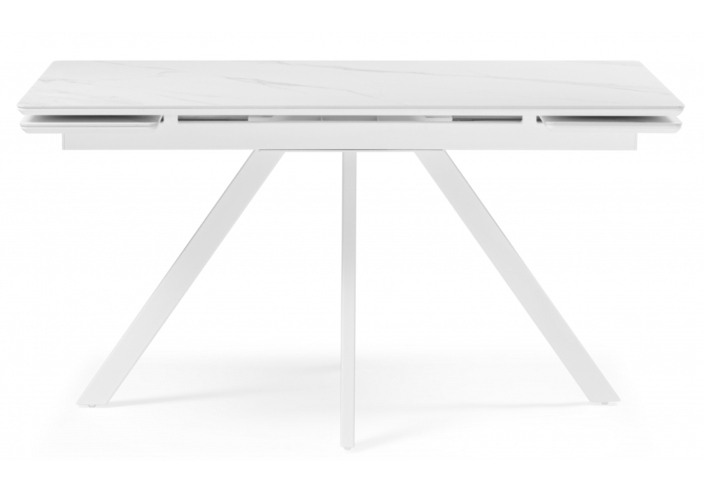 Стол МР Вилли 140 (200) х 80 белый мрамор alpin white / snow white / белый