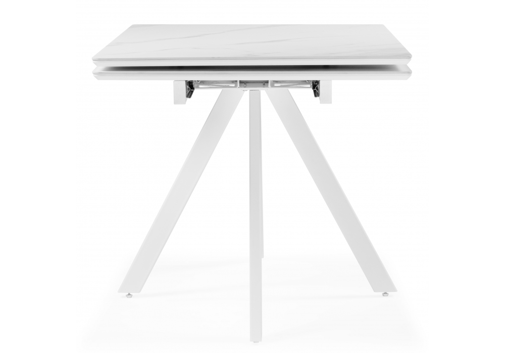 Стол МР Вилли 140 (200) х 80 белый мрамор alpin white / snow white / белый
