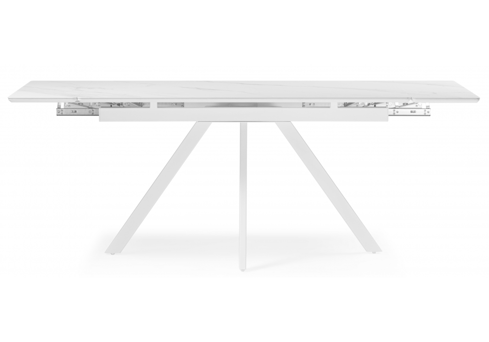 Стол МР Вилли 140 (200) х 80 белый мрамор alpin white / snow white / белый