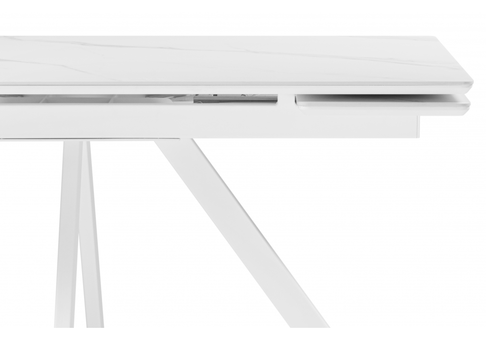 Стол МР Вилли 140 (200) х 80 белый мрамор alpin white / snow white / белый