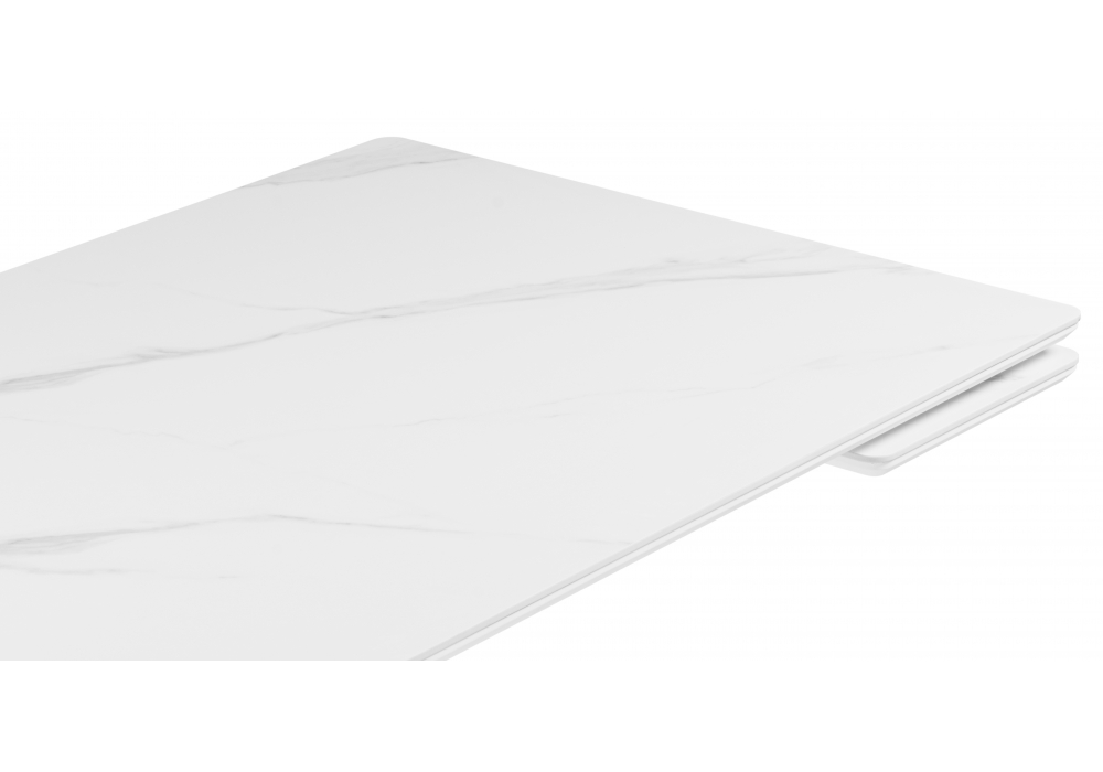 Стол МР Вилли 140 (200) х 80 белый мрамор alpin white / snow white / белый