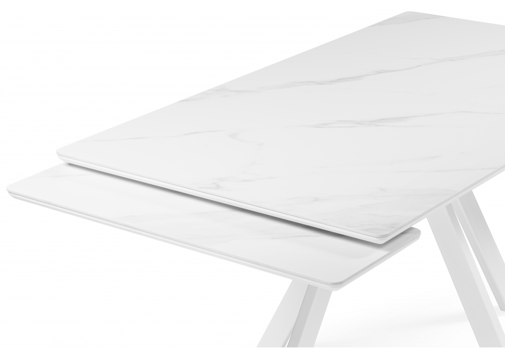 Стол МР Вилли 140 (200) х 80 белый мрамор alpin white / snow white / белый