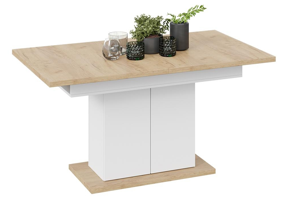 Стол на тумбе Детройт Тип 1 белый / дуб крафт золотой