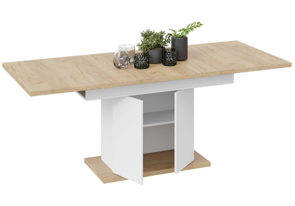 Стол на тумбе Детройт Тип 1 белый / дуб крафт золотой