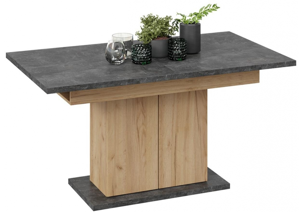 Стол на тумбе Детройт Тип 1 дуб крафт золотой / ателье темное