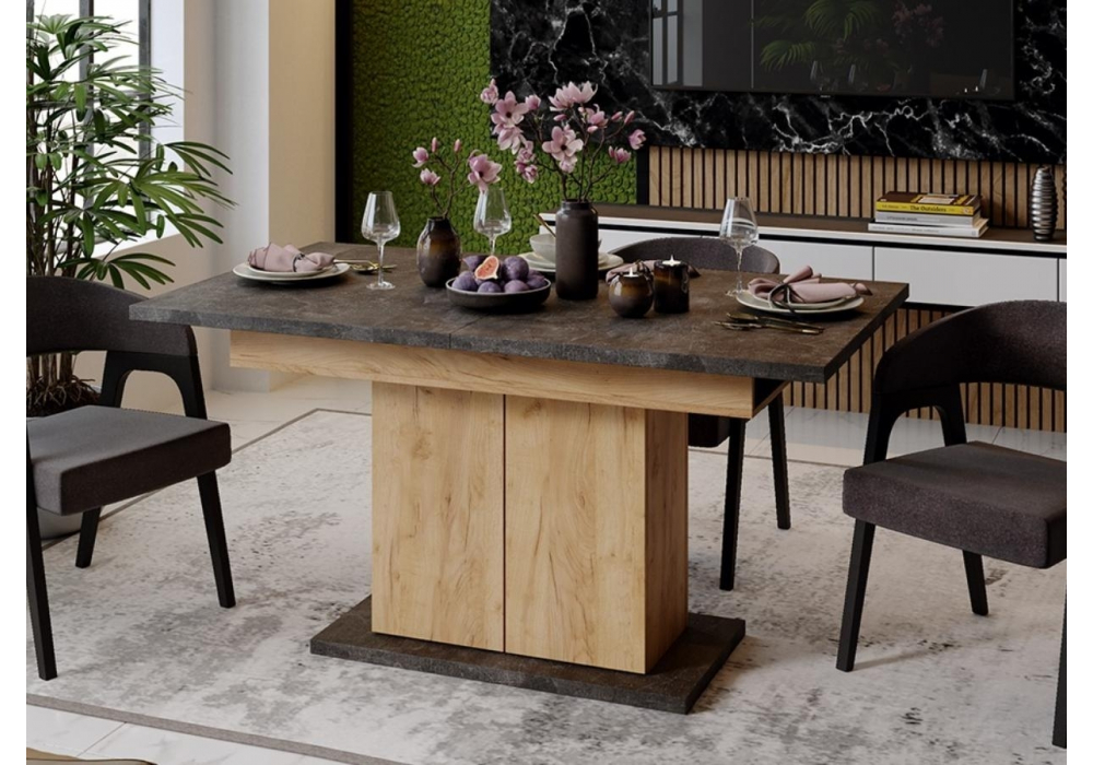 Стол на тумбе Детройт Тип 1 дуб крафт золотой / ателье темное