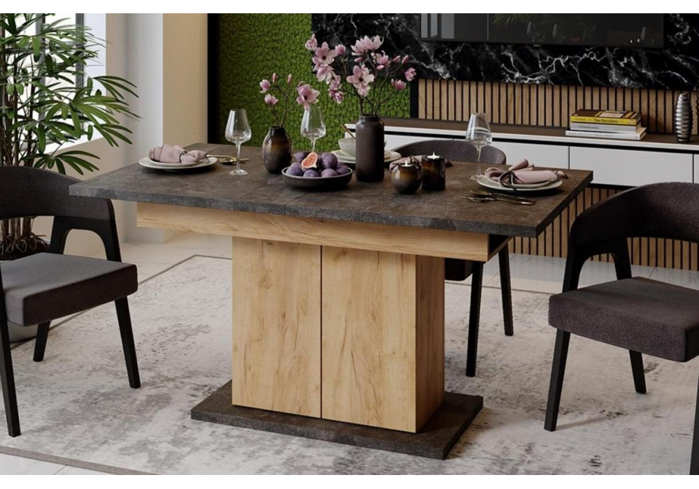 Стол на тумбе Детройт Тип 1 дуб крафт золотой / ателье темное