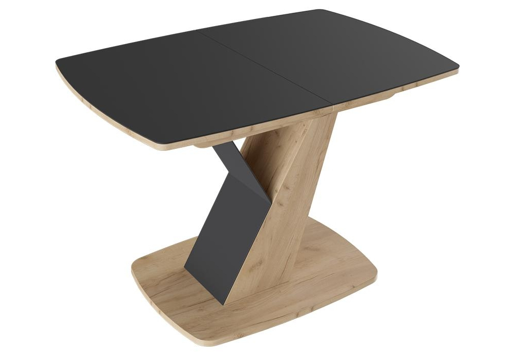 Стол на тумбе Гарда Тип 1 дуб крафт золотой / стекло матовое чёрный графит