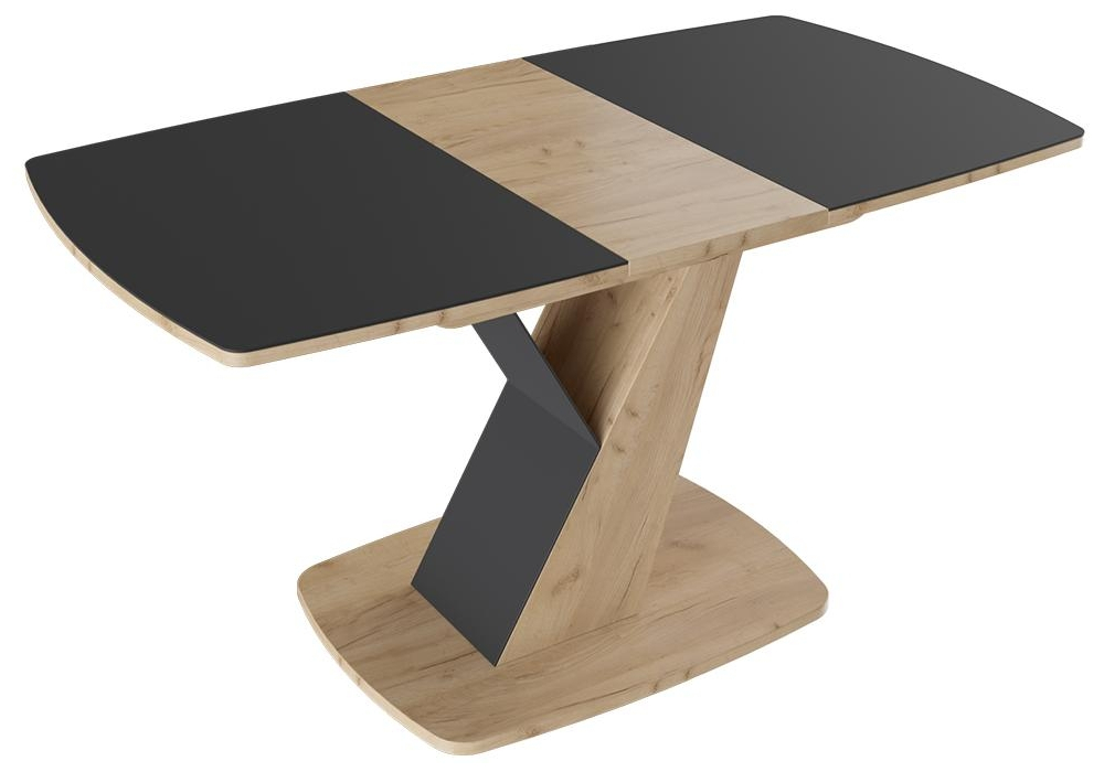 Стол на тумбе Гарда Тип 1 дуб крафт золотой / стекло матовое чёрный графит