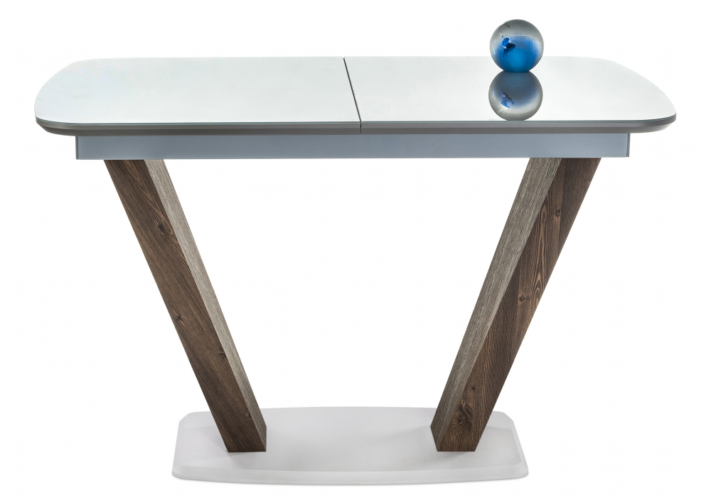 Стол на тумбе Петир 120(160)х80х75 серый / орех кантри