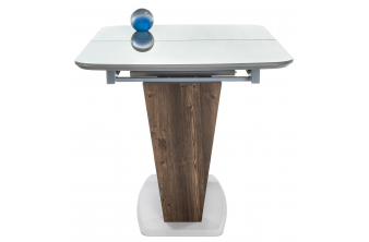 Стеклянный стол Алингсос 100(140)х100х76 черная шагрень / мрамор серый