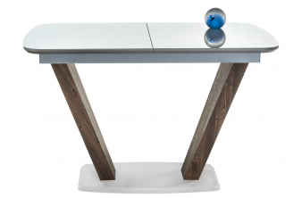 Стеклянный стол Алингсос 100(140)х100х76 черная шагрень / мрамор серый