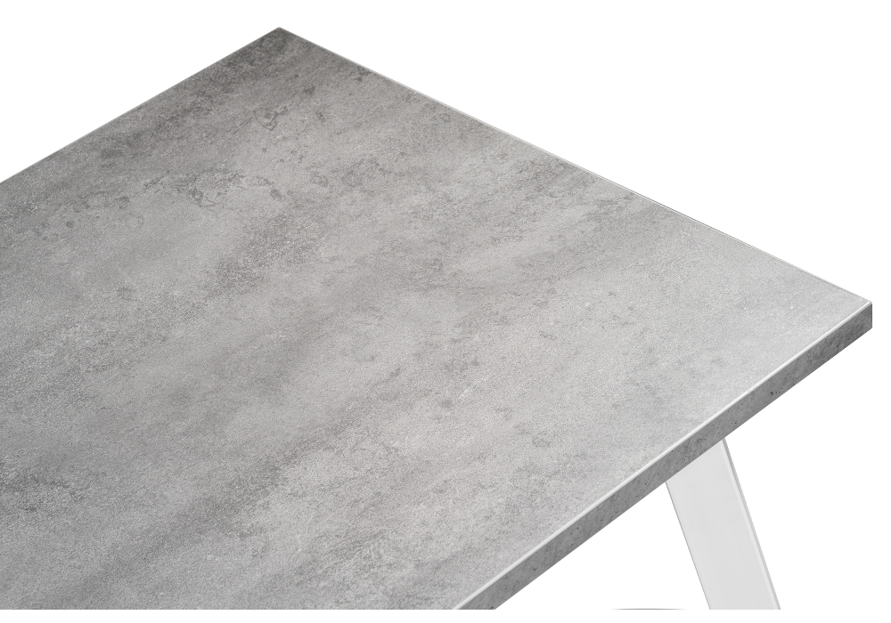 Стол Тринити Лофт 140 25 мм бетон / белый матовый