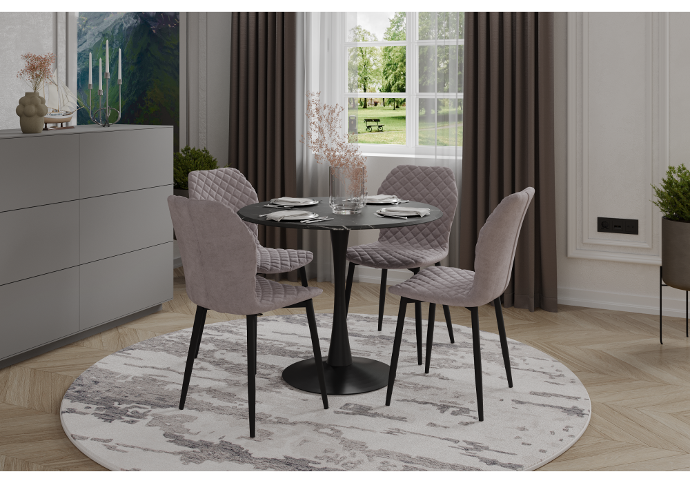 Стол Тулип 80х73 мрамор черный / черный