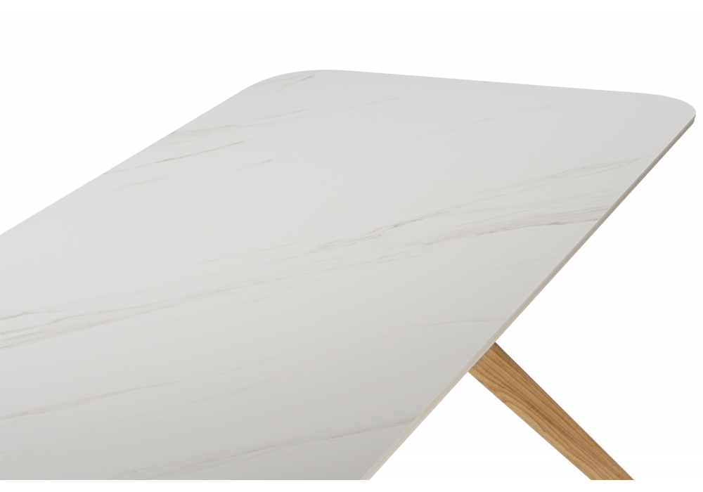 Стол Unika 180x80 белый спеченный камень / светлое дерево