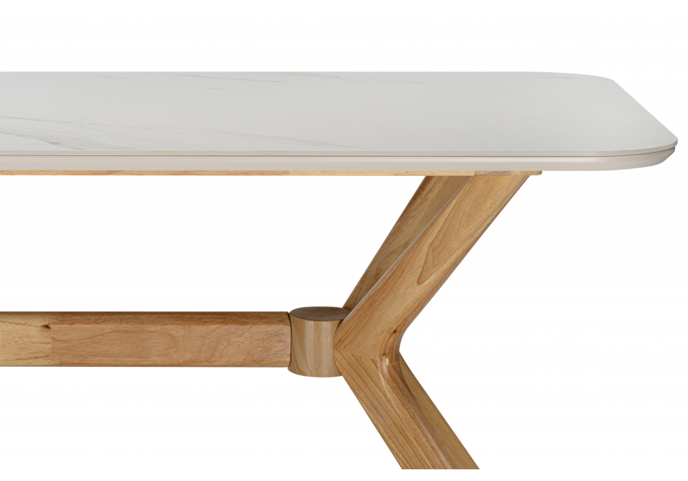 Стол Unika 180x80 белый спеченный камень / светлое дерево